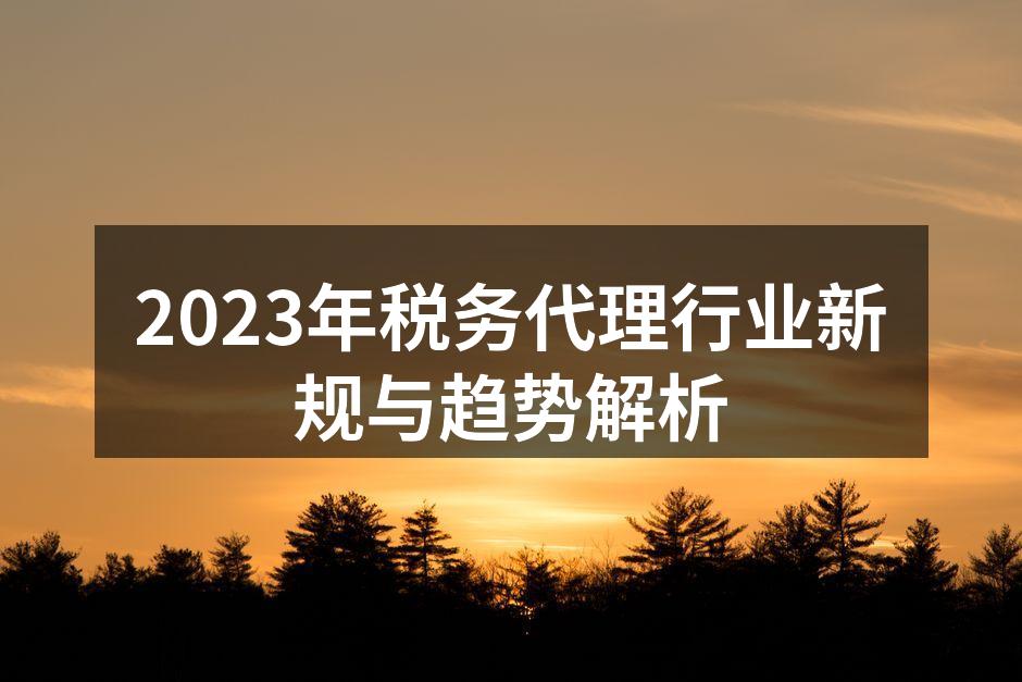 税务代理行业新规解读