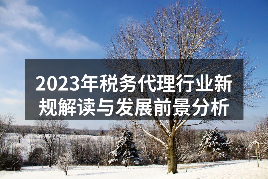 税务代理行业新规解读